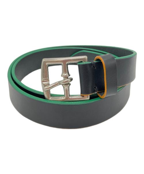 NICENESS（ナイスネス）NICENESS (ナイスネス) 柿乃葉 Neon Color Edge Coating Belt ブラック×グリーンの古着・服飾アイテム