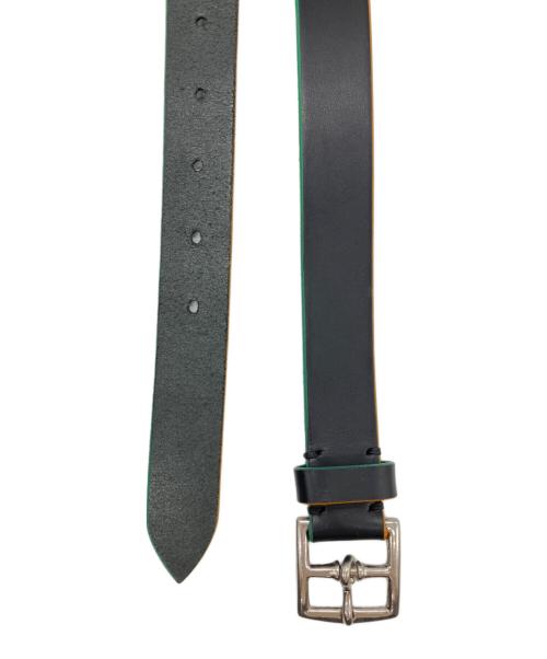 NICENESS（ナイスネス）NICENESS (ナイスネス) 柿乃葉 Neon Color Edge Coating Belt ブラック×グリーンの古着・服飾アイテム