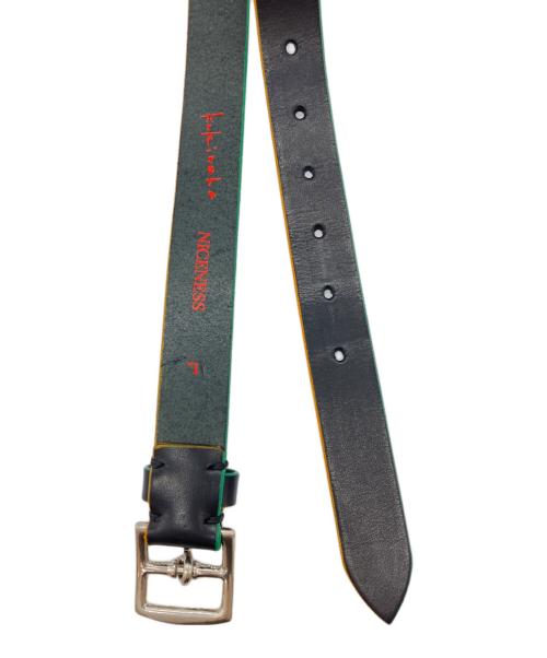 NICENESS（ナイスネス）NICENESS (ナイスネス) 柿乃葉 Neon Color Edge Coating Belt ブラック×グリーンの古着・服飾アイテム