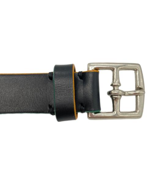 NICENESS（ナイスネス）NICENESS (ナイスネス) 柿乃葉 Neon Color Edge Coating Belt ブラック×グリーンの古着・服飾アイテム