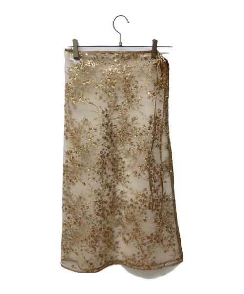 yae（ヤエ）yae (ヤエ) Flower spangle wrap skirt ベージュ サイズ:FREEの古着・服飾アイテム