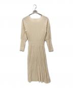 Viaggio Bluビアッジョブルー）の古着「カールカールリブニットワンピース」｜ホワイト