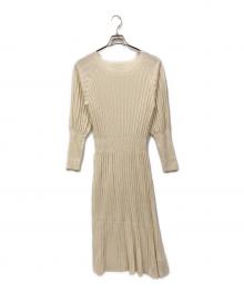 Viaggio Blu（ビアッジョブルー）の古着「カールカールリブニットワンピース」｜ホワイト