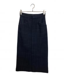 BLENHEIM（ブレンヘイム）の古着「プレーンツイードロングタイトスカート」｜ネイビー