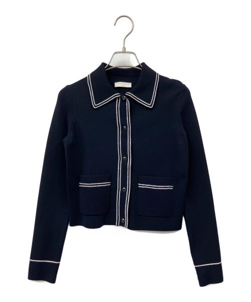 Sandro（サンドロ）Sandro (サンドロ) ニットジャケット ネイビーの古着・服飾アイテム