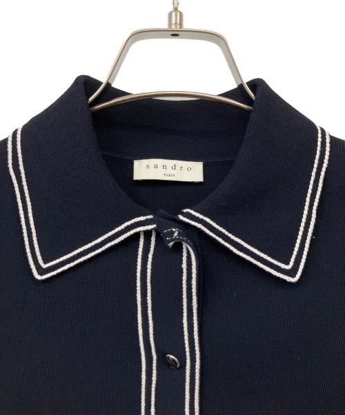 Sandro（サンドロ）Sandro (サンドロ) ニットジャケット ネイビーの古着・服飾アイテム