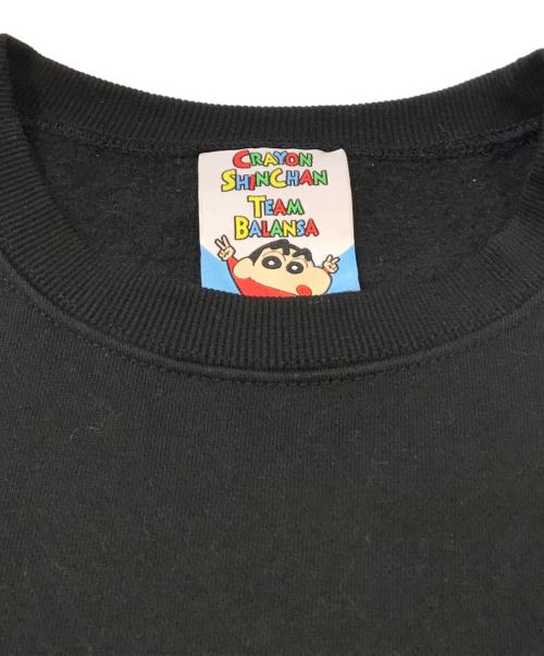 SOUND SHOP balansa（サウウドショップバランサ）SOUND SHOP balansa (サウウドショップバランサ) クレヨンしんちゃん (クレヨンシンチャン) シロ クルーネックスウェット ブラック サイズ:XLの古着・服飾アイテム