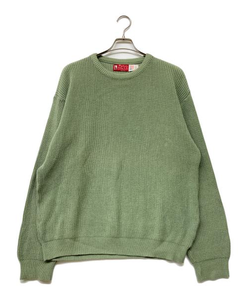 BINGHAMTON（ビンガムトン）BINGHAMTON (ビンガムトン) USA製古着ローゲージコットンニット グリーン サイズ:Lの古着・服飾アイテム