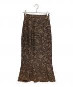 TODAYFULトゥデイフル）の古着「ジャガードリーフペンシルスカート」｜ブラウン