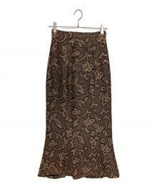 TODAYFUL（トゥデイフル）の古着「ジャガードリーフペンシルスカート」｜ブラウン