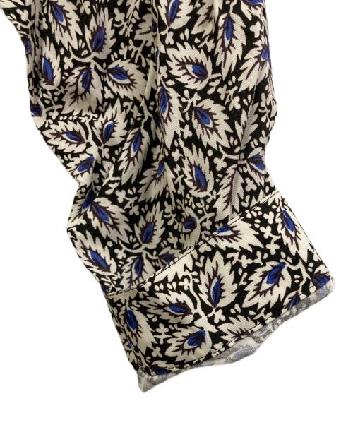 SOULEIADO（ソレイアード）SOULEIADO (ソレイアード) レーヨンプリントVネックフレアワンピース ブラック サイズ:SIZE 36の古着・服飾アイテム