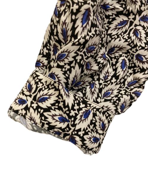 SOULEIADO（ソレイアード）SOULEIADO (ソレイアード) レーヨンプリントVネックフレアワンピース ブラック サイズ:SIZE 36の古着・服飾アイテム