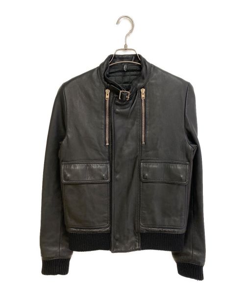 DIOR HOMME（ディオール オム）DIOR HOMME (ディオール オム) 裏地キルティング ジップアップレザージャケット/エディ期/Archive ブラック サイズ:46の古着・服飾アイテム