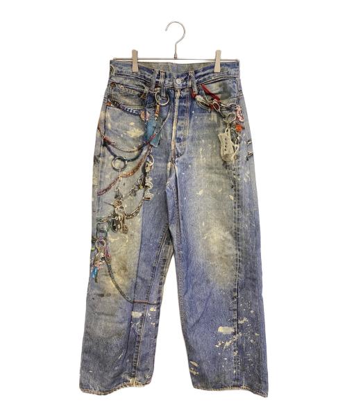 Acne studios（アクネ ストゥディオス）Acne studios (アクネ ストゥディオス) トロンプルイユ チェーングラフィックオーバーデニムパンツ インディゴ サイズ:44の古着・服飾アイテム