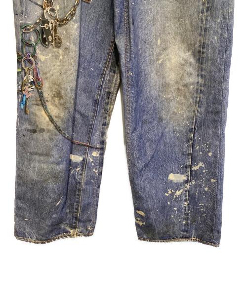 Acne studios（アクネ ストゥディオス）Acne studios (アクネ ストゥディオス) トロンプルイユ チェーングラフィックオーバーデニムパンツ インディゴ サイズ:44の古着・服飾アイテム