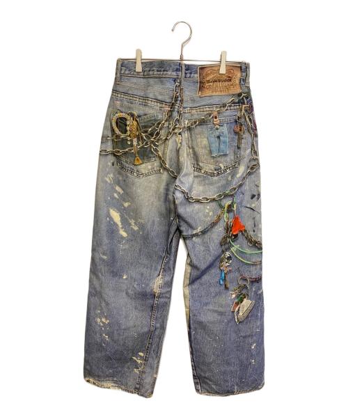 Acne studios（アクネ ストゥディオス）Acne studios (アクネ ストゥディオス) トロンプルイユ チェーングラフィックオーバーデニムパンツ インディゴ サイズ:44の古着・服飾アイテム