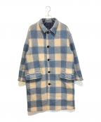 ISABEL MARANTイザベルマラン）の古着「Kelyan Checked Single-breasted Coat MA0984-21A008H」｜ブルー×アイボリー