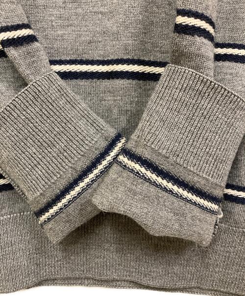 LACOSTE（ラコステ）LACOSTE (ラコステ) 鹿の子ボーダーセーター グレー サイズ:SIZE Sの古着・服飾アイテム