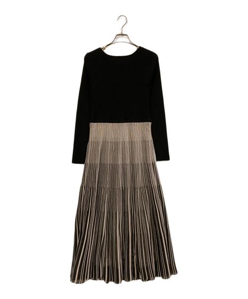 Apuweiser-riche（アプワイザーリッシェ）Apuweiser-riche (アプワイザーリッシェ) シアーストライプニットワンピース ブラック サイズ:SIZE 2の古着・服飾アイテム