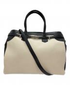 Gianni Notaro×carol Jジャンニ ノターロ×キャロルジェイ）の古着「別注 レザー×キャンバス トートバッグ」｜アイボリー×ブラック