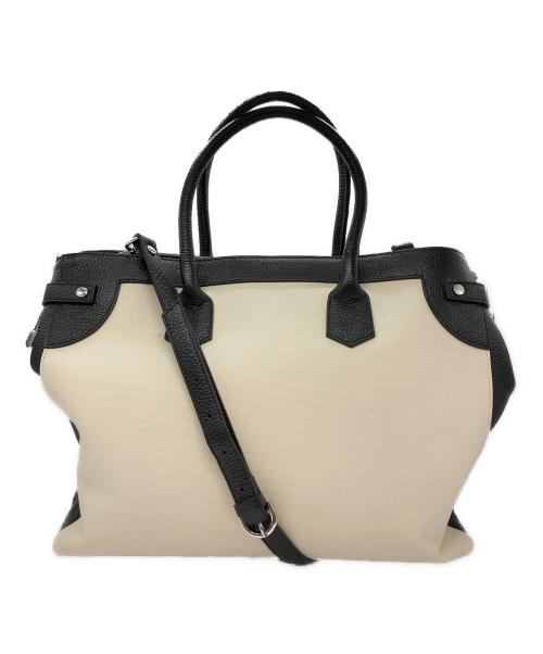 Gianni Notaro（ジャンニ ノターロ）Gianni Notaro (ジャンニ ノターロ) carol J (キャロルジェイ) 別注 レザー×キャンバス トートバッグ アイボリー×ブラックの古着・服飾アイテム