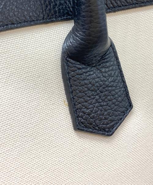 Gianni Notaro（ジャンニ ノターロ）Gianni Notaro (ジャンニ ノターロ) carol J (キャロルジェイ) 別注 レザー×キャンバス トートバッグ アイボリー×ブラックの古着・服飾アイテム