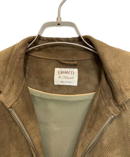 EMMETI（エンメティ）EMMETI (エンメティ) パンチングレザージャケット ブラウン サイズ:46の古着・服飾アイテム