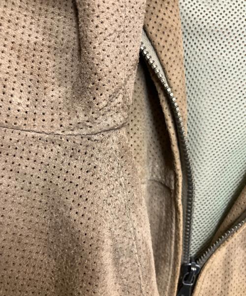 EMMETI（エンメティ）EMMETI (エンメティ) パンチングレザージャケット ブラウン サイズ:46の古着・服飾アイテム