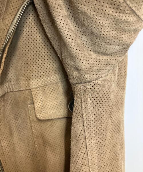 EMMETI（エンメティ）EMMETI (エンメティ) パンチングレザージャケット ブラウン サイズ:46の古着・服飾アイテム