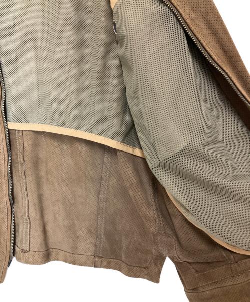 EMMETI（エンメティ）EMMETI (エンメティ) パンチングレザージャケット ブラウン サイズ:46の古着・服飾アイテム