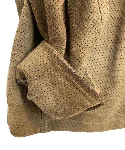 EMMETI（エンメティ）EMMETI (エンメティ) パンチングレザージャケット ブラウン サイズ:46の古着・服飾アイテム