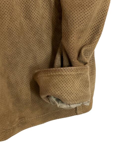 EMMETI（エンメティ）EMMETI (エンメティ) パンチングレザージャケット ブラウン サイズ:46の古着・服飾アイテム