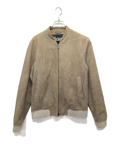 HERNO（ヘルノ）HERNO (ヘルノ) ストレッチゴートスエードジップアップブルゾン ベージュ サイズ:46の古着・服飾アイテム