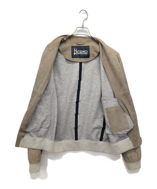 HERNO（ヘルノ）HERNO (ヘルノ) ストレッチゴートスエードジップアップブルゾン ベージュ サイズ:46の古着・服飾アイテム