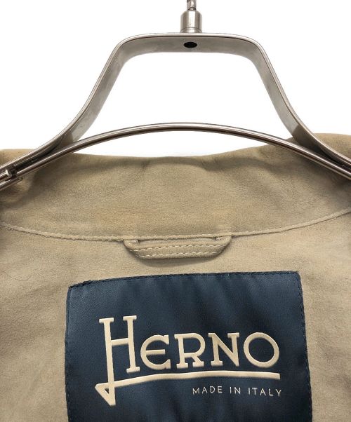 HERNO（ヘルノ）HERNO (ヘルノ) ストレッチゴートスエードジップアップブルゾン ベージュ サイズ:46の古着・服飾アイテム