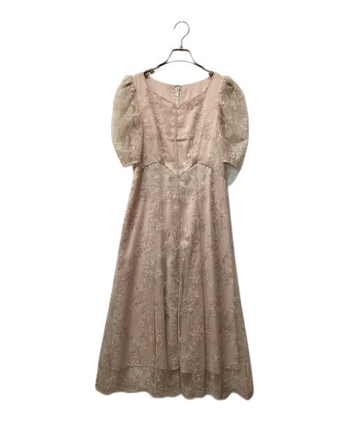 JILL STUART（ジルスチュアート）JILL STUART (ジルスチュアート) チュール刺しゅうフレアドレス ピンクの古着・服飾アイテム