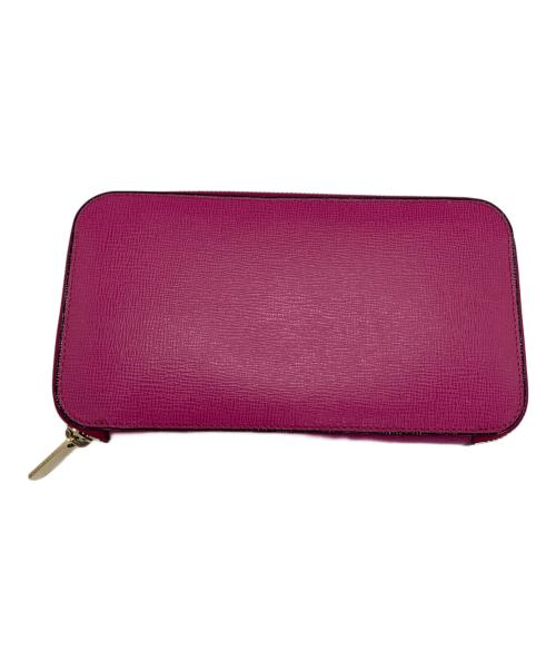 Valextra（ヴァレクストラ）Valextra (ヴァレクストラ) ラウンドジップ 12カード ピンクの古着・服飾アイテム