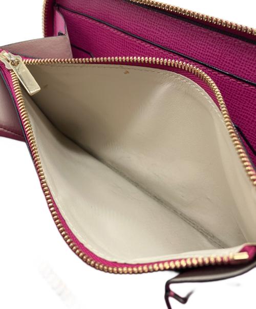 Valextra（ヴァレクストラ）Valextra (ヴァレクストラ) ラウンドジップ 12カード ピンクの古着・服飾アイテム