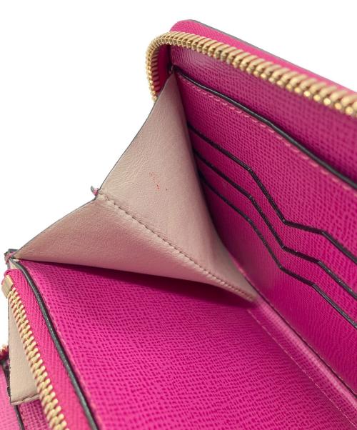 Valextra（ヴァレクストラ）Valextra (ヴァレクストラ) ラウンドジップ 12カード ピンクの古着・服飾アイテム