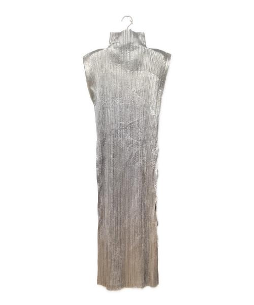 ISSEY MIYAKE（イッセイミヤケ）ISSEY MIYAKE (イッセイミヤケ) プリーツチャイナロングジレ グレー サイズ:Lの古着・服飾アイテム