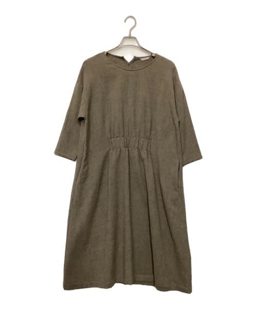 THE HANDWORKS（ザ ハンドワークス）THE HANDWORKS (ザ ハンドワークス) フロントギャザーワンピース ブラウン サイズ:Freeの古着・服飾アイテム