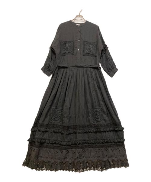 PLACE NATIONALE（プレイスナショナル）PLACE NATIONALE (プレイスナショナル) エンブロイダリーワンピース ブラック サイズ:SIZE 1の古着・服飾アイテム