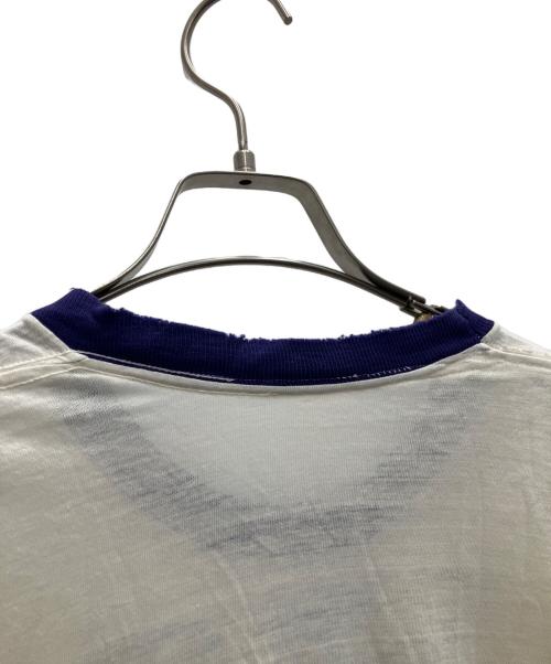 -（-）- (-) ヴィンテージ リンガーTシャツ ホワイト×パープル サイズ:-の古着・服飾アイテム