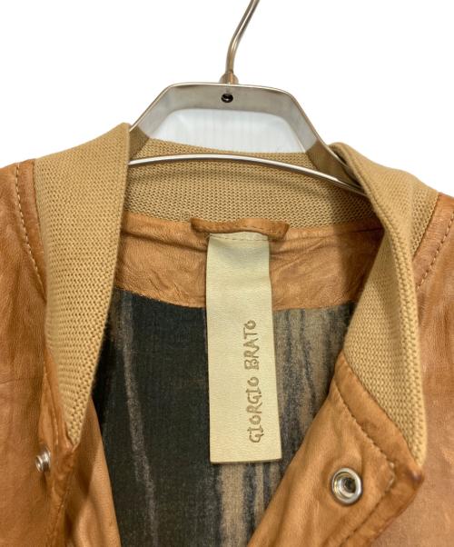 GIORGIO BRATO（ジョルジョブラッド）GIORGIO BRATO (ジョルジョブラッド) ラムレザーアワードジャケット ブラウン サイズ:46の古着・服飾アイテム