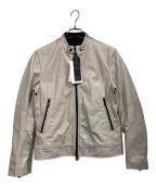 AOUREアウール）の古着「ウォッシュドレザー ライダースジャケット」｜アイボリー