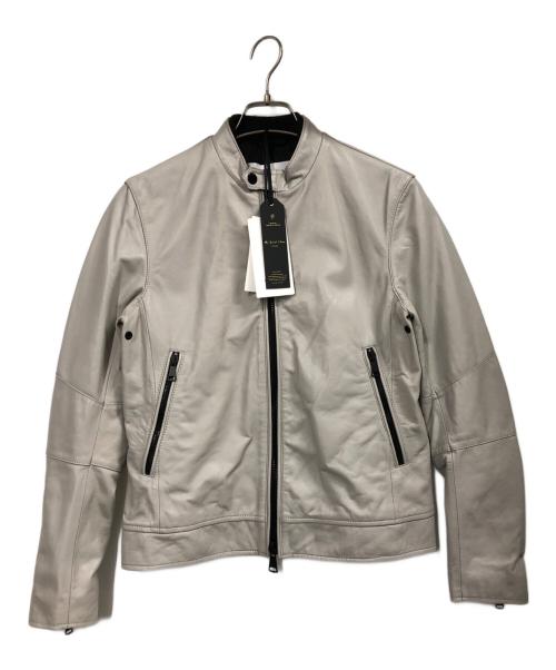 AOURE（アウール）AOURE (アウール) ウォッシュドレザー ライダースジャケット アイボリー サイズ:Sの古着・服飾アイテム