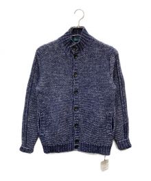 Zanone（ザノーネ）の古着「5ゲージコットンスタンドカラーニットカーディガン」｜ネイビー