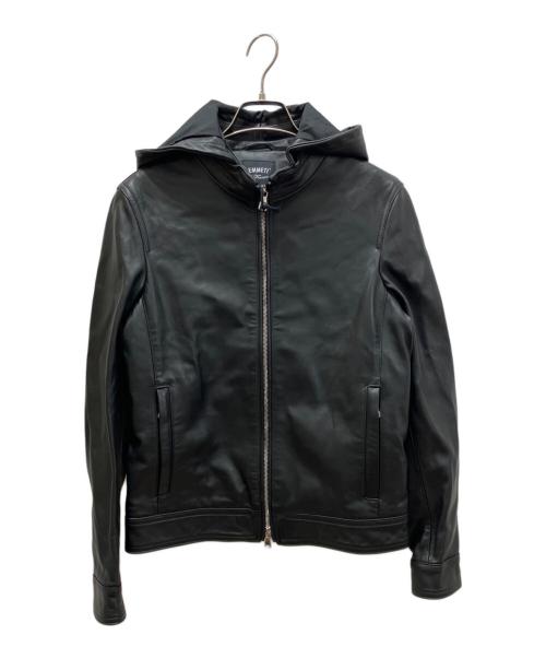 EMMETI（エンメティ）EMMETI (エンメティ) JURI HOODIE ラムレザージャケット ブラック サイズ:42の古着・服飾アイテム