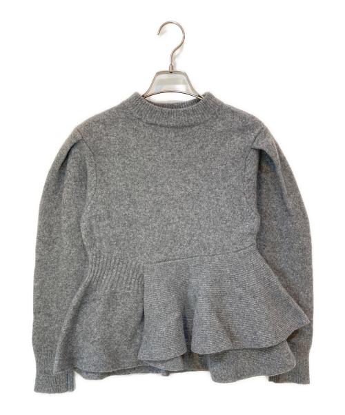 ELENDEEK（エレンディーク）ELENDEEK (エレンディーク) サイドラッフルペプラムニット グレー サイズ:Fの古着・服飾アイテム