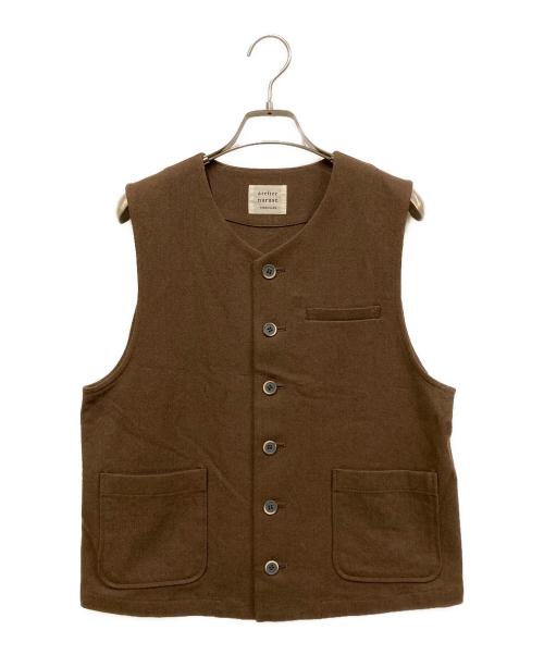atelier naruse（アトリエナルセ）atelier naruse (アトリエナルセ) cotton linen flux gabardine vest ブラウン サイズ:SIZE Freeの古着・服飾アイテム